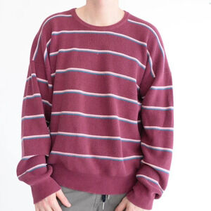 VTG 90's Scott's Sarnia by Alan Paine 100% Cotton Maroon & Pink Crewneck Sweater